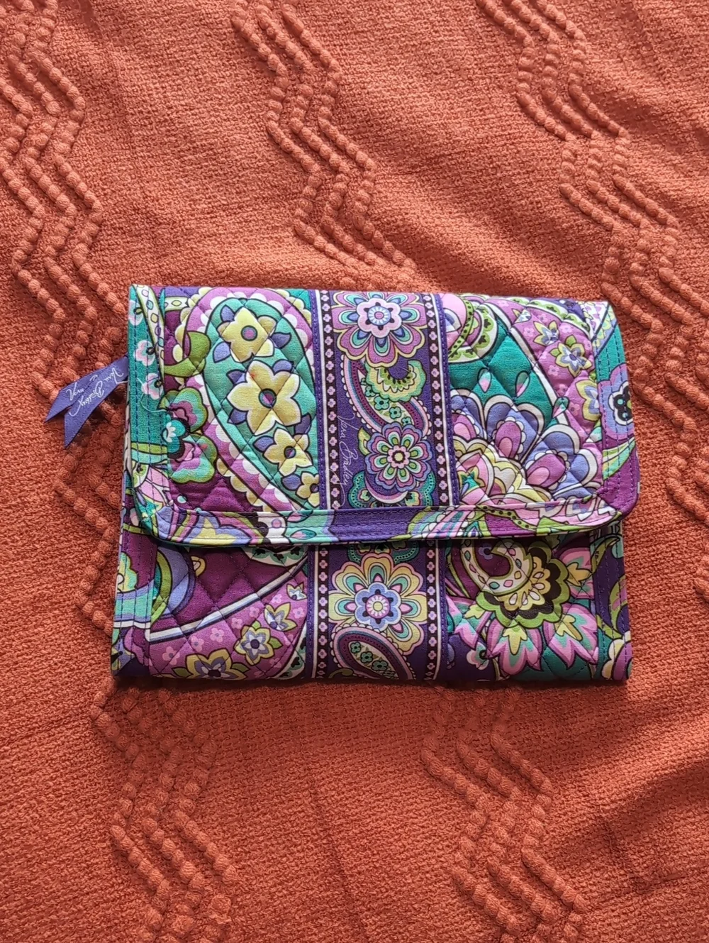 Vera Bradley Multicolor Purple Floral Quilted Fold-over Jewelry Vase